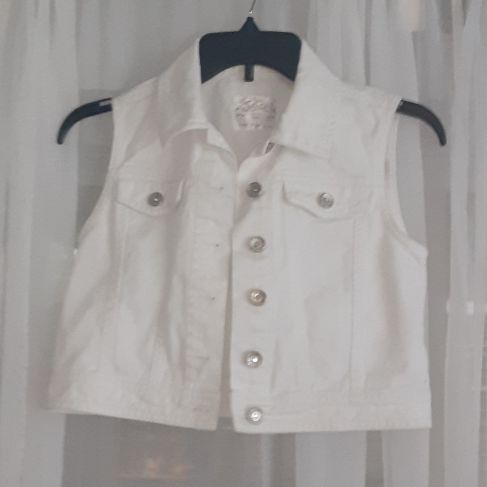 Justice white denim vest